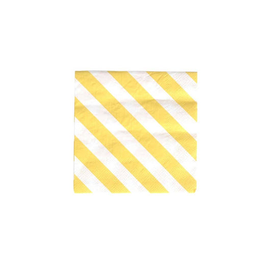 Happy Yellow Striped Cocktail Napkins -  20pk