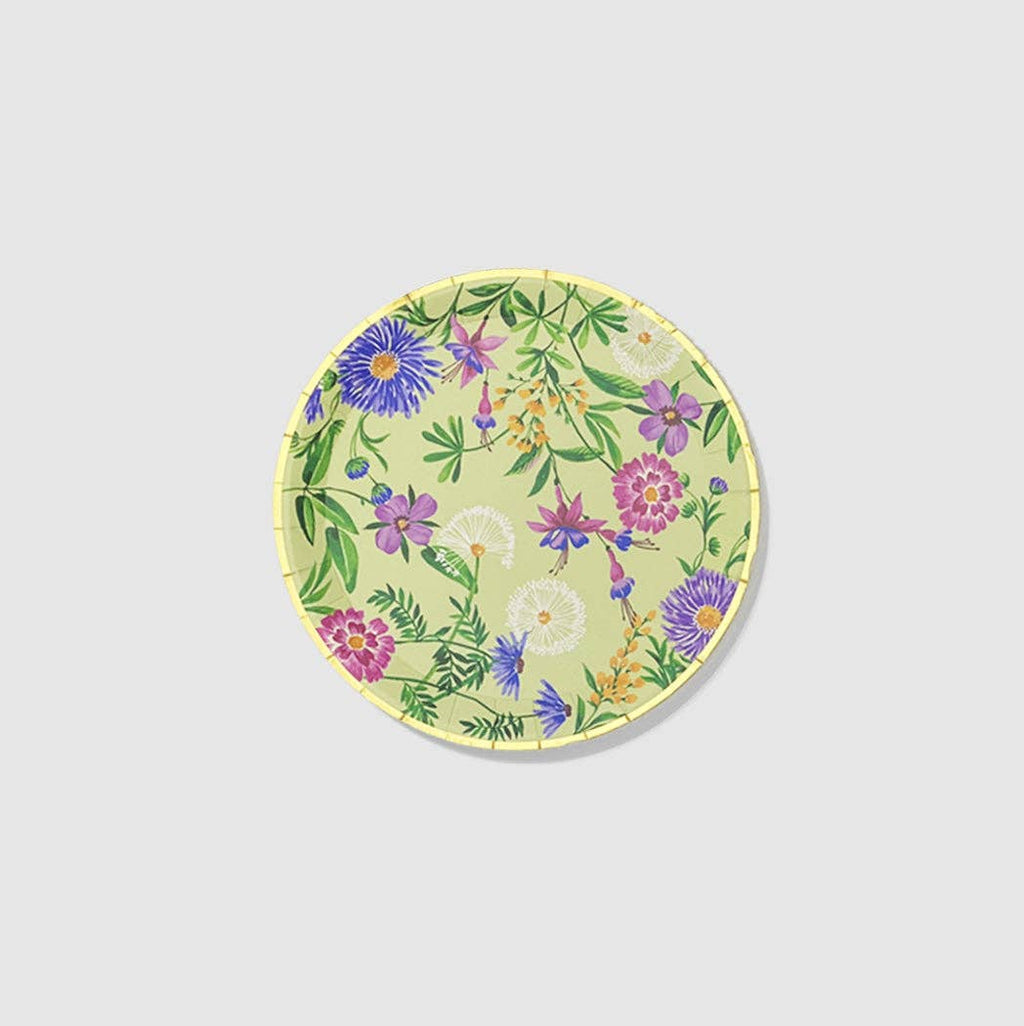 Wildflowers Small Paper Party Plates (10 per pack) - Pale Green