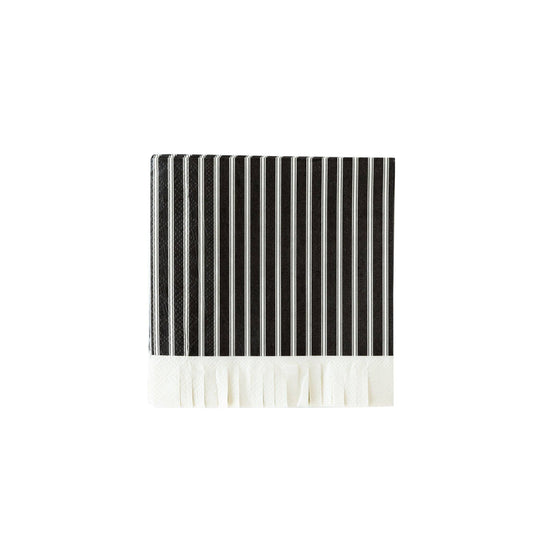 Ephemera Black Ticking Fringe Napkins - 24pk