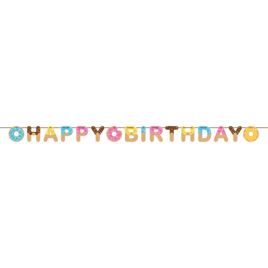 Donut Happy Birthday Shaped Ribbon Banner