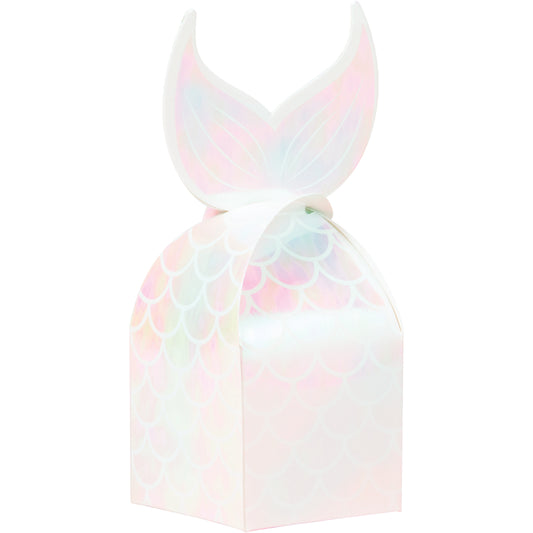 Mermaid Fin White Iridescent Paper Treat Boxes