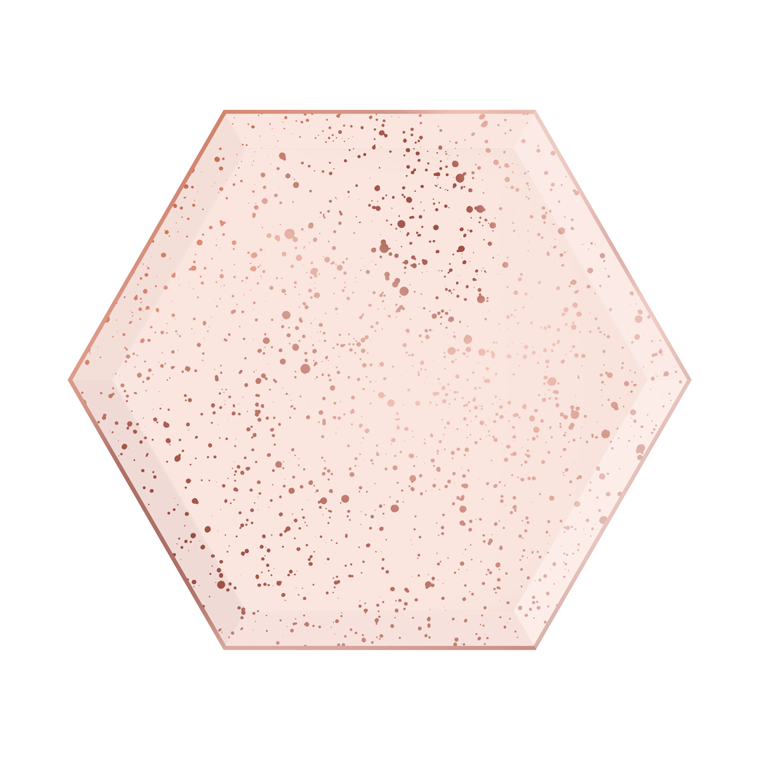 Blush & Rose Gold Splatter Hexagon 9" Paper Plates - 8pk