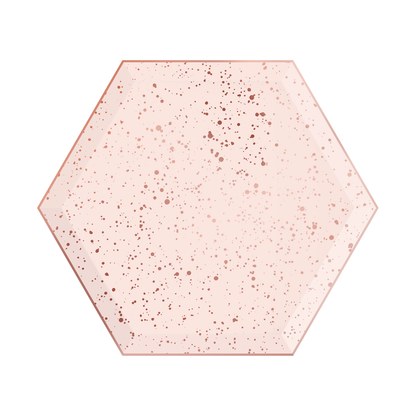 Blush & Rose Gold Splatter Hexagon 9" Paper Plates - 8pk