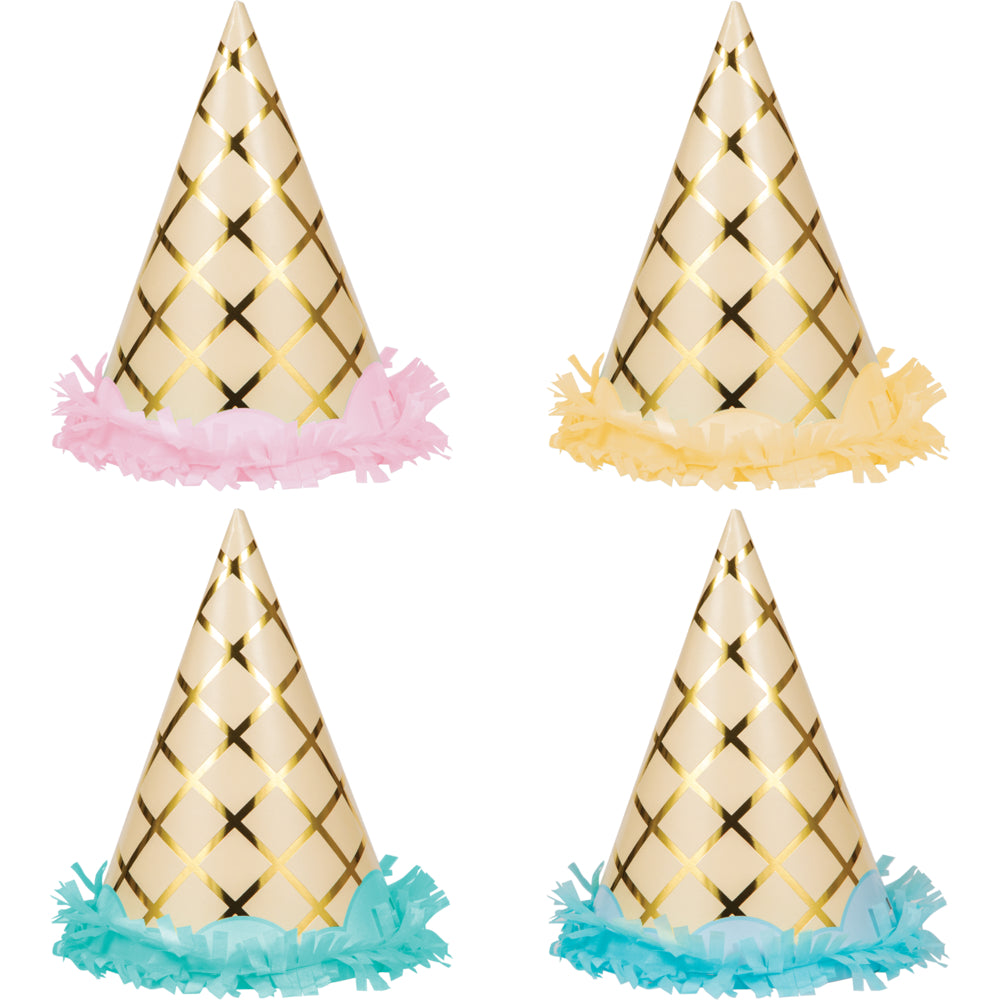 Ice Cream Assorted Party Hats with Fringe