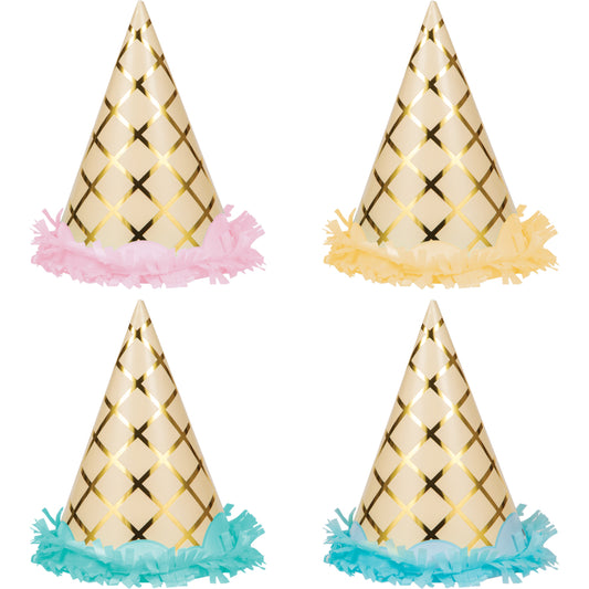 Ice Cream Assorted Party Hats with Fringe