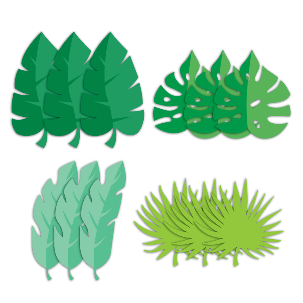 Tropical Leaf Assorted Cutouts Party Decor - 12pk