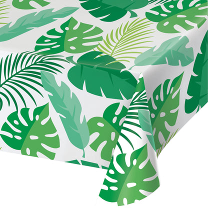 Tropical Palm Leaf Print Plastic Table Cover - 54" x 108"