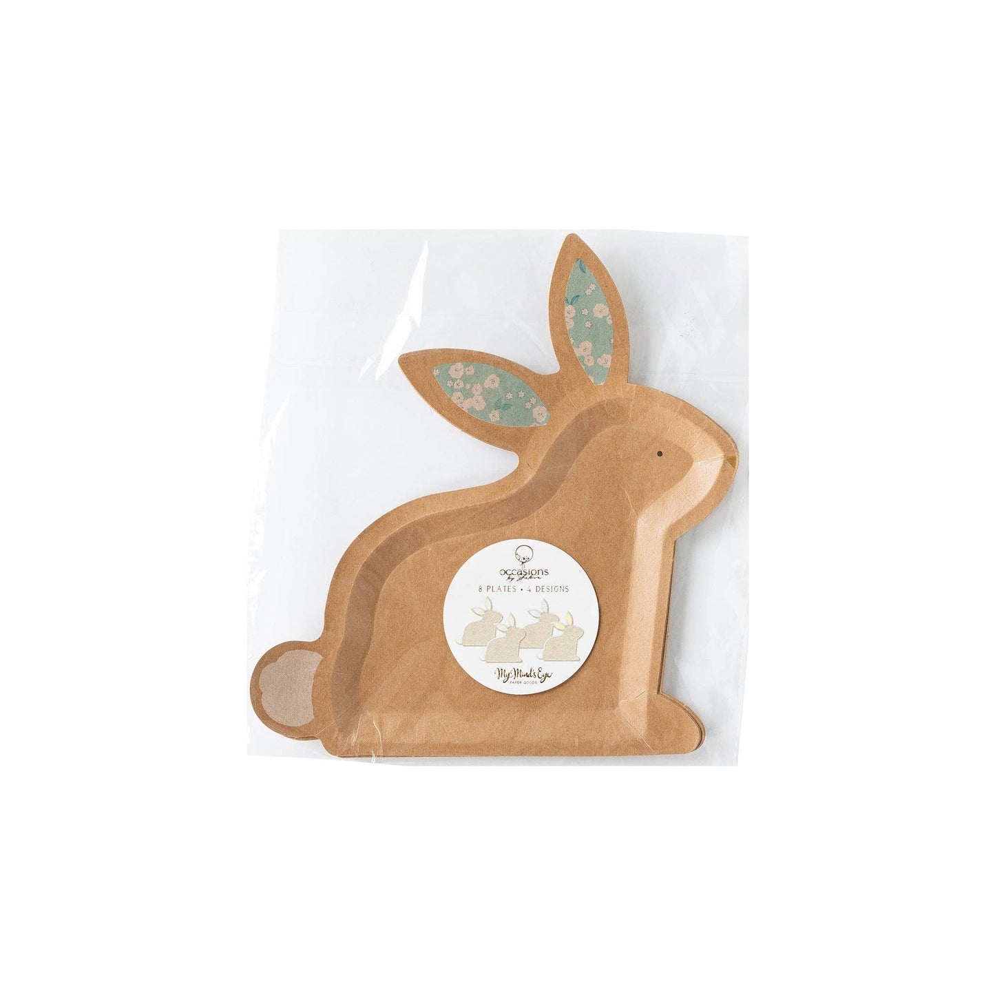 Assorted Kraft Bunny Shaped Easter Plates - 8pk