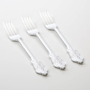 Venetian Design Silver Plastic Forks | 20 Forks