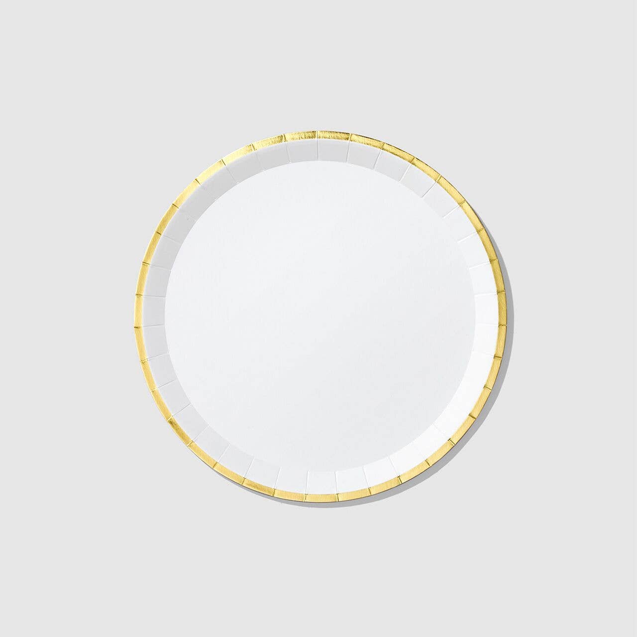 White and Gold Large Paper Party Plates - 10pk