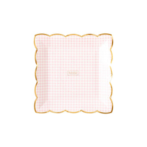 Pink Gingham Scalloped Party Plates