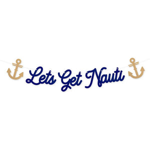 Nautical Paper Bachelorette Party Banner - Let’s Get Nauti