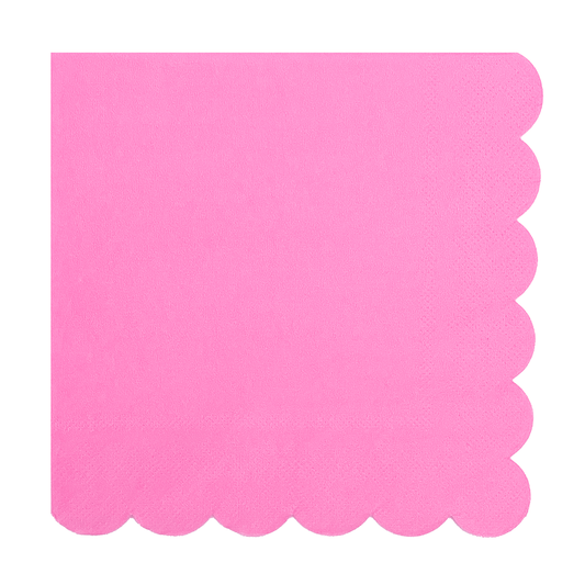 Large Solid Pink Scalloped Paper Napkins - 16pk