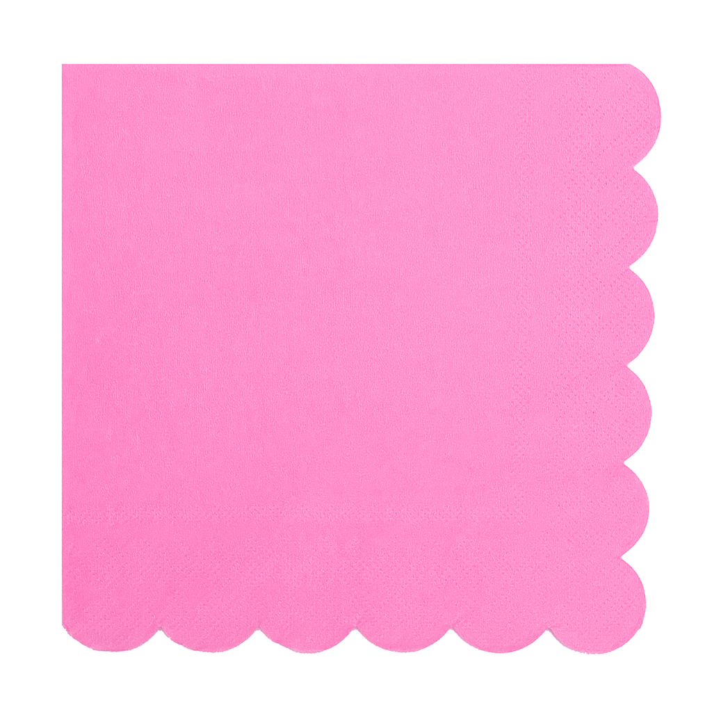 Large Solid Pink Paper Napkins with Scalloped Edge
