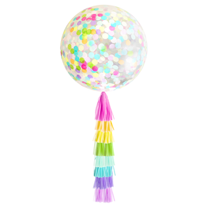Jumbo Confetti Balloon & Tassel Tail - Rainbow