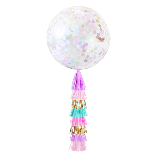 Jumbo Confetti Balloon & Tassel Tail  - Unicorn