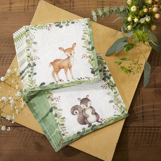 Woodland Animal 2-Ply Paper Party Napkins - 30pk