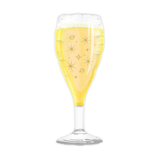 Champagne Flute Glass Mylar Foil Helium Balloon