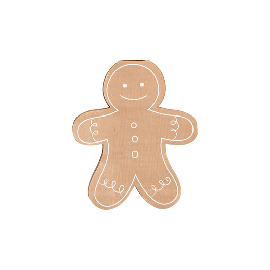 Gingerbread Man Shaped Napkins - 24pk