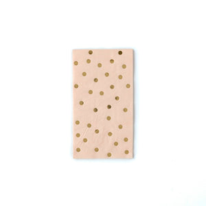Pale Blush Guest Towel Napkins with Gold Polka Dots