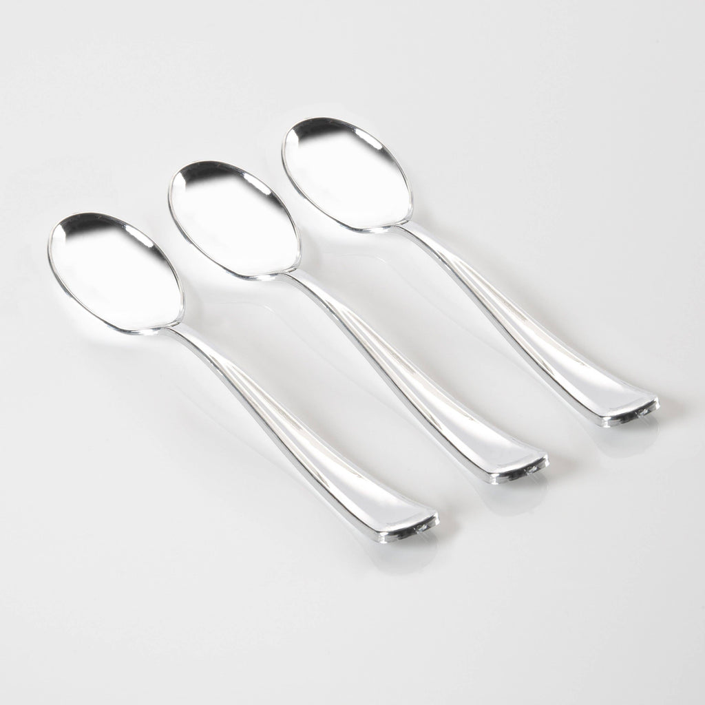 Classic Design Silver Plastic Spoons | 20