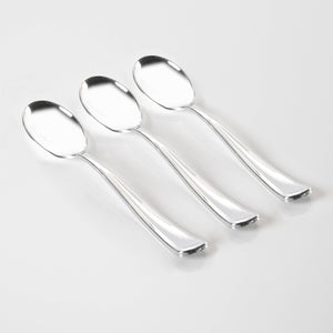 Classic Design Silver Plastic Spoons | 20