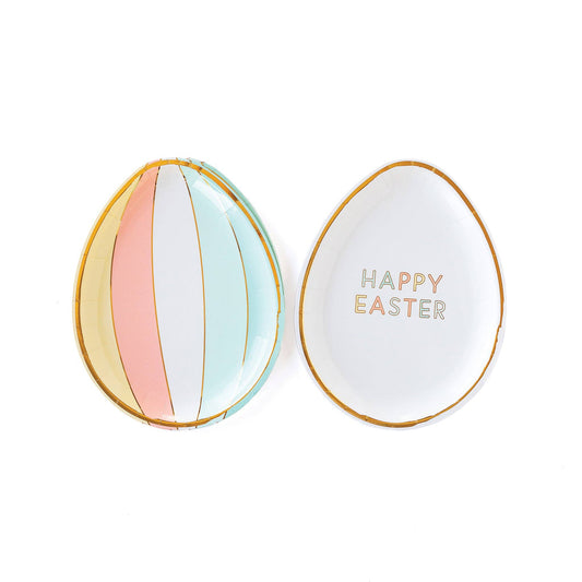 Happy Easter Egg Shaped Paper Plates - 8pk