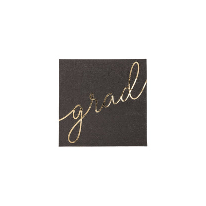 Script Grad Paper Cocktail Napkins - 24pk