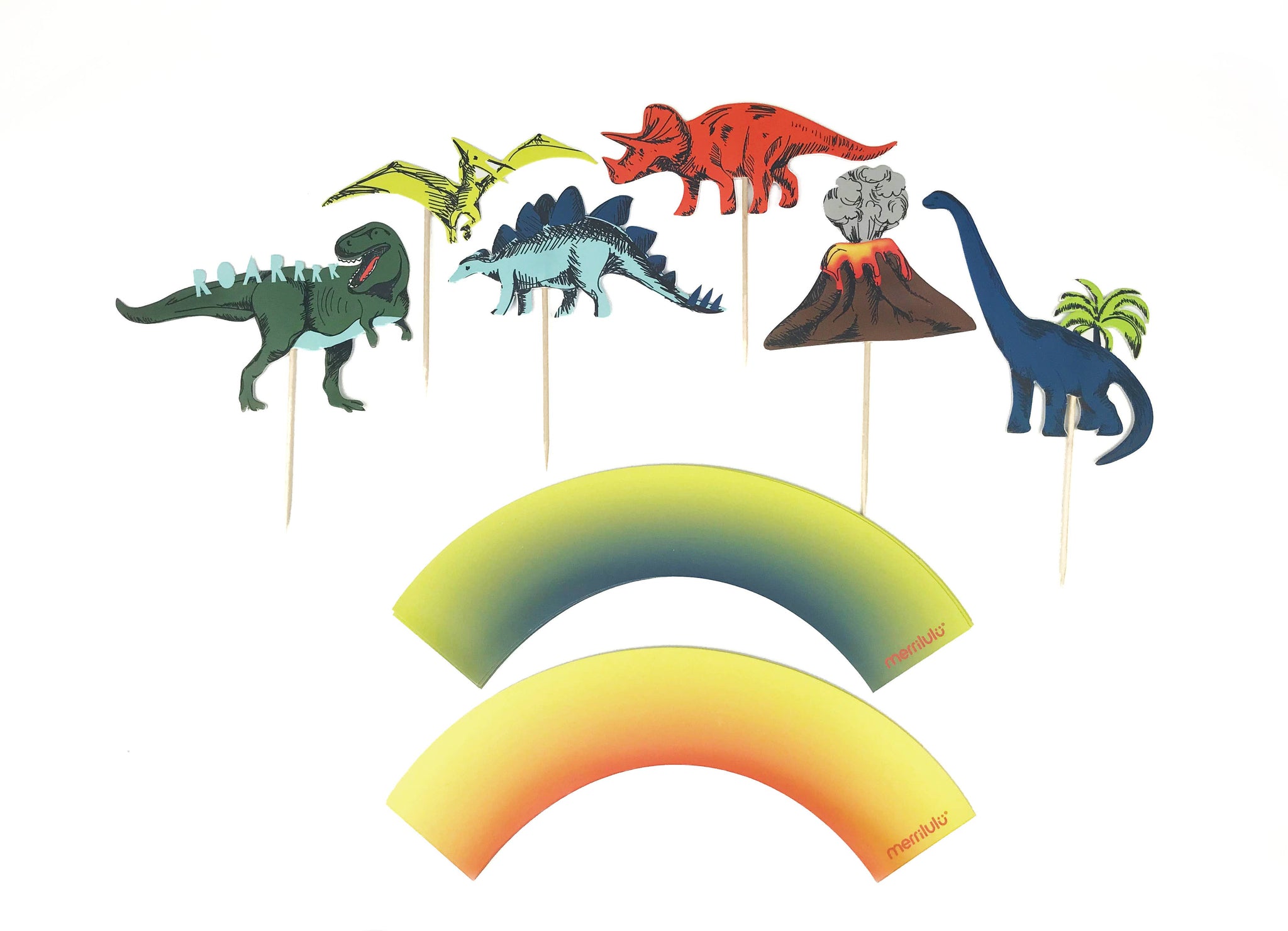 Dinosaur Party - Cupcake Toppers and Wrappers, 12 ct