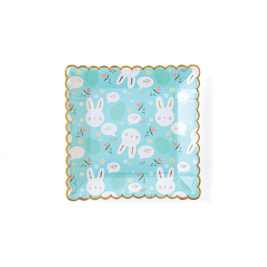 Scattered Bunny Scallop 9" Paper Plates - 8pk