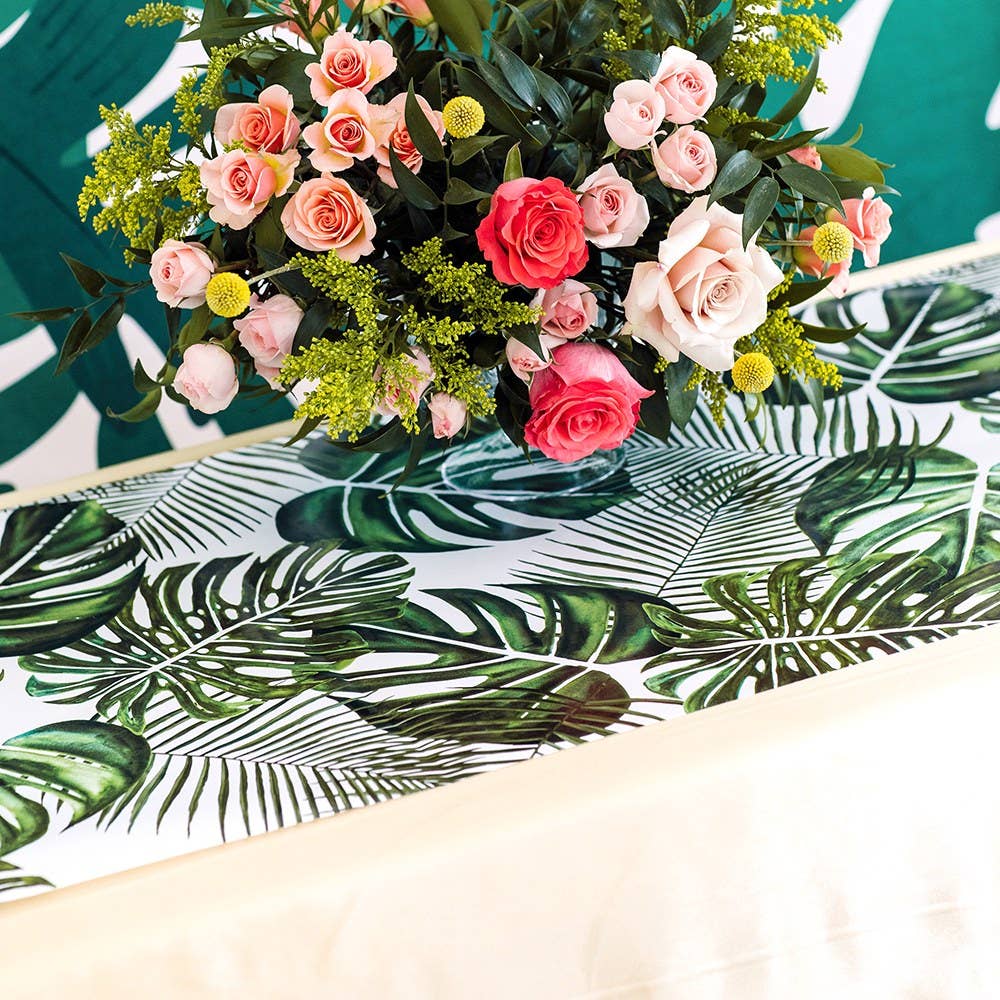 Tropical Monstera Leaf Paper Table Runner