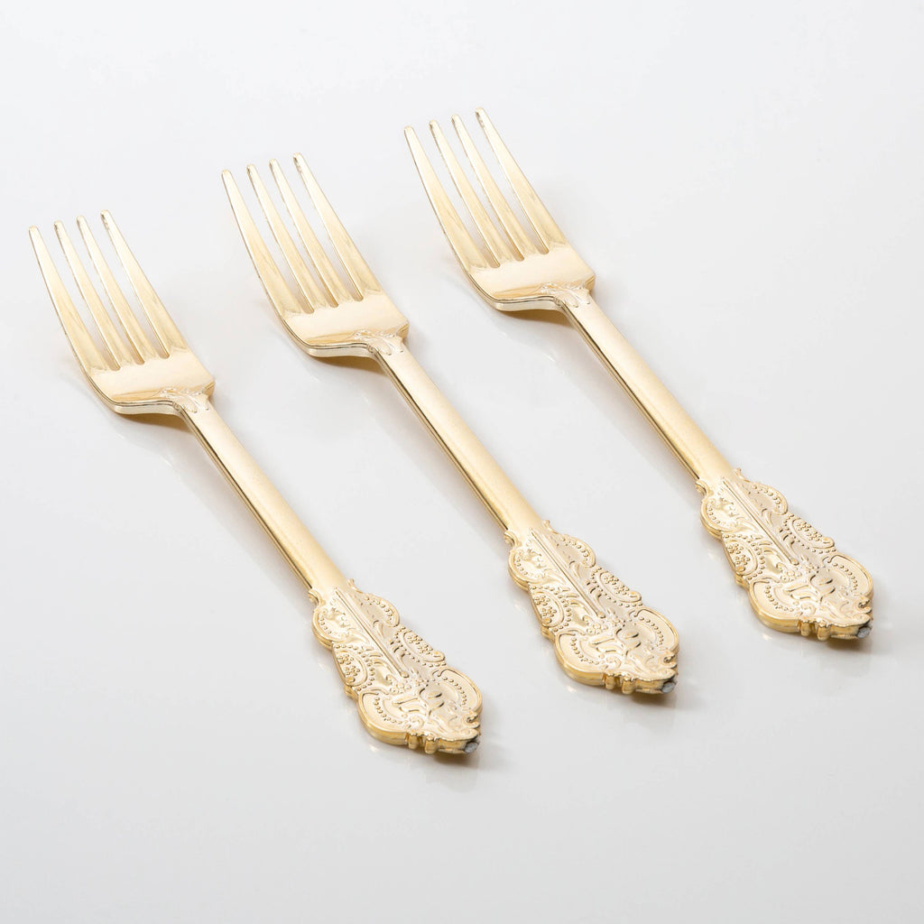 Venetian Design Gold Plastic Forks | 20 Forks