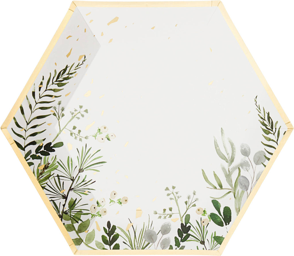 Secret Garden - White Botanicals Large Paper Plates