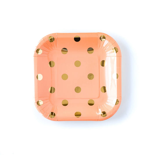 Coral Rounded Square 7" Party Plates - 8pk