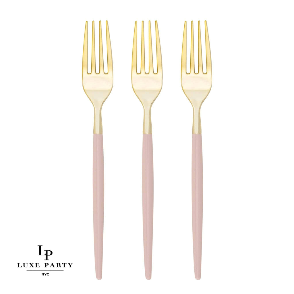 Chic Two Tone Blush and Gold Forks | 32 Pieces