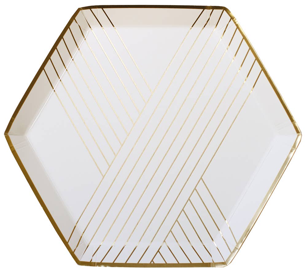 Blanc - White Striped Small Paper Plates