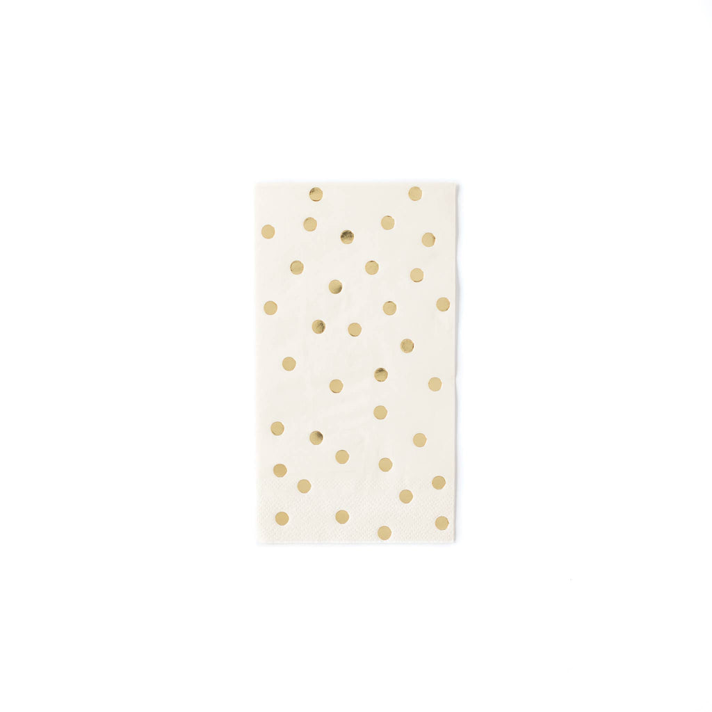 Cream Guest Towel Napkins with Gold Polka Dots