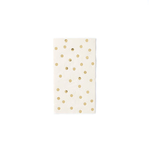 Cream Guest Towel Napkins with Gold Polka Dots