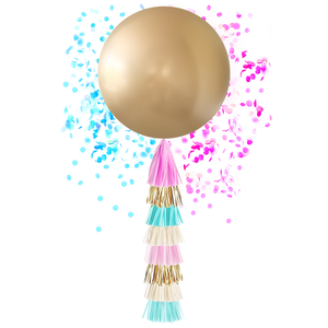 Gender Reveal - Jumbo Gold Confetti Balloon & Tassel