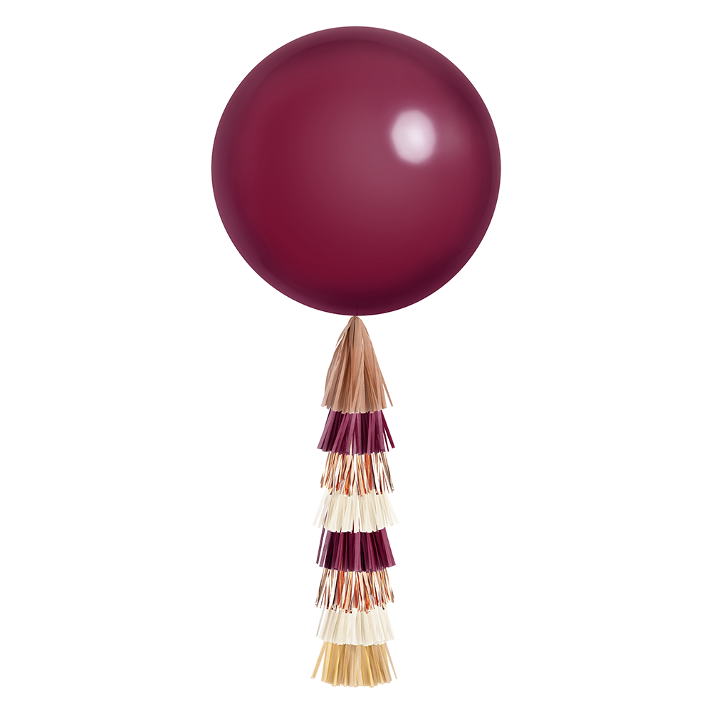 Jumbo Burgundy Balloon & Tassel Tail - Mulled Wine