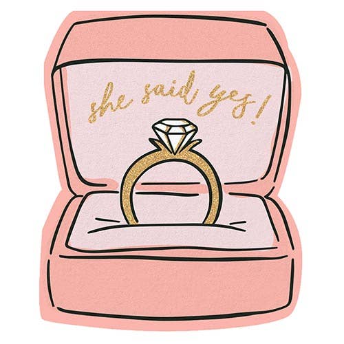 She Said Yes Diamond Ring Bridal Shower Die Cut Party Napkins