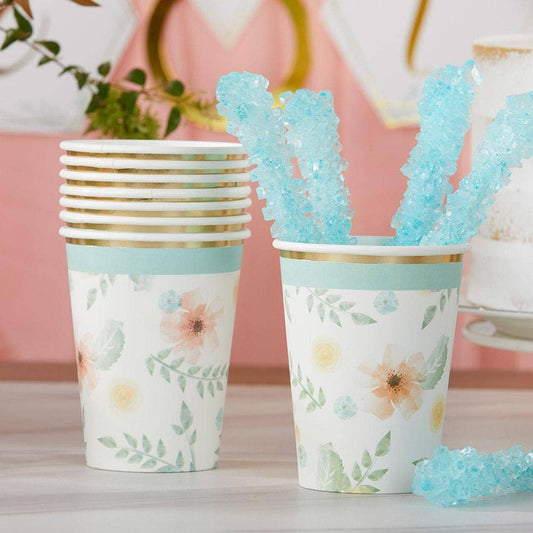 Geometric Floral 8 oz. Paper Party Cups  - 16 pk