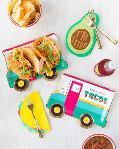 Taco Truck 9" Shaped Plates - 8pk