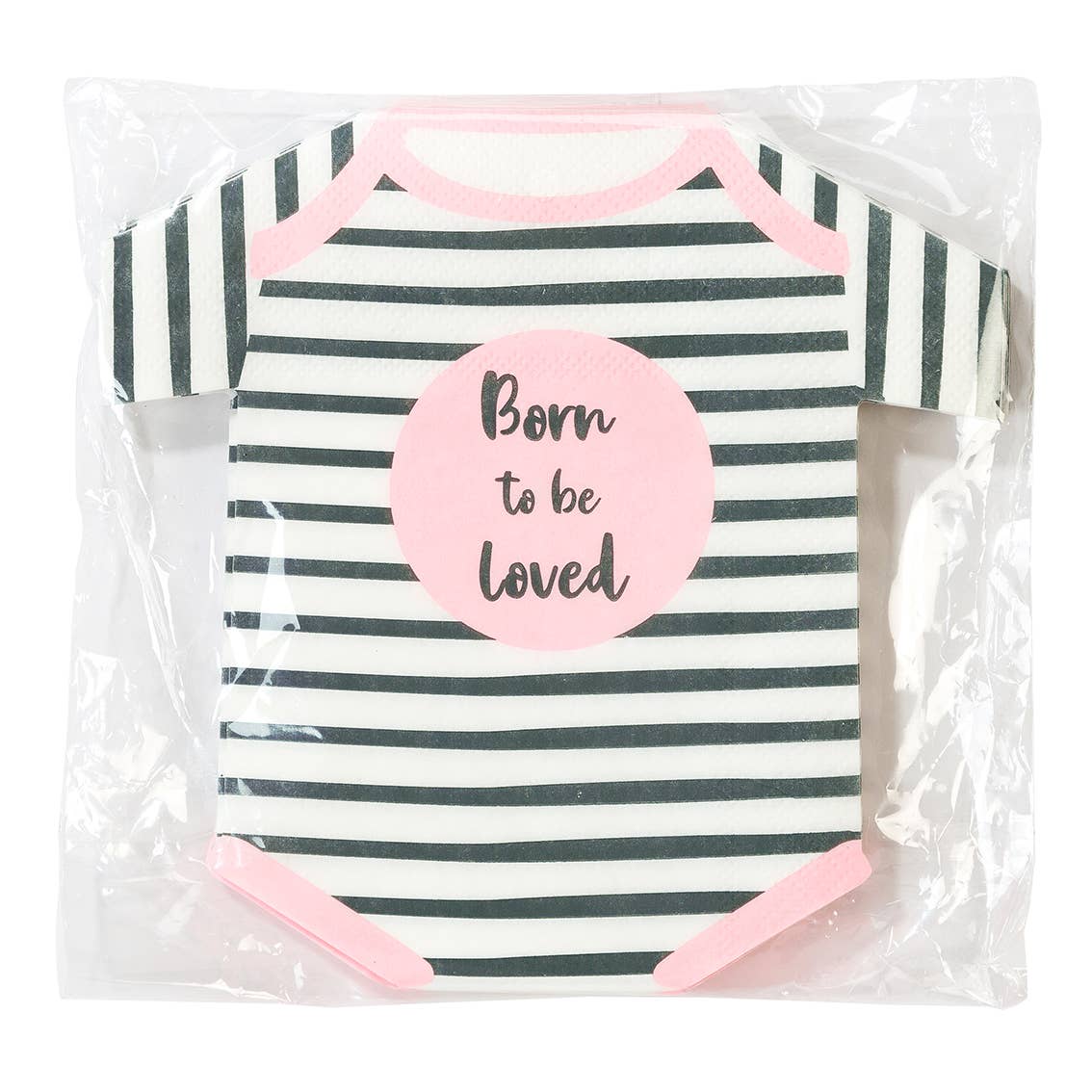 'Born To Be Loved' Pink Baby Shower Onesie Napkins - 16pk