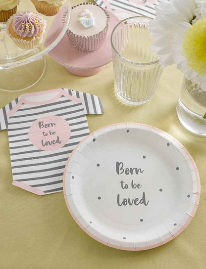 'Born To Be Loved' Pink Baby Shower Onesie Napkins - 16pk