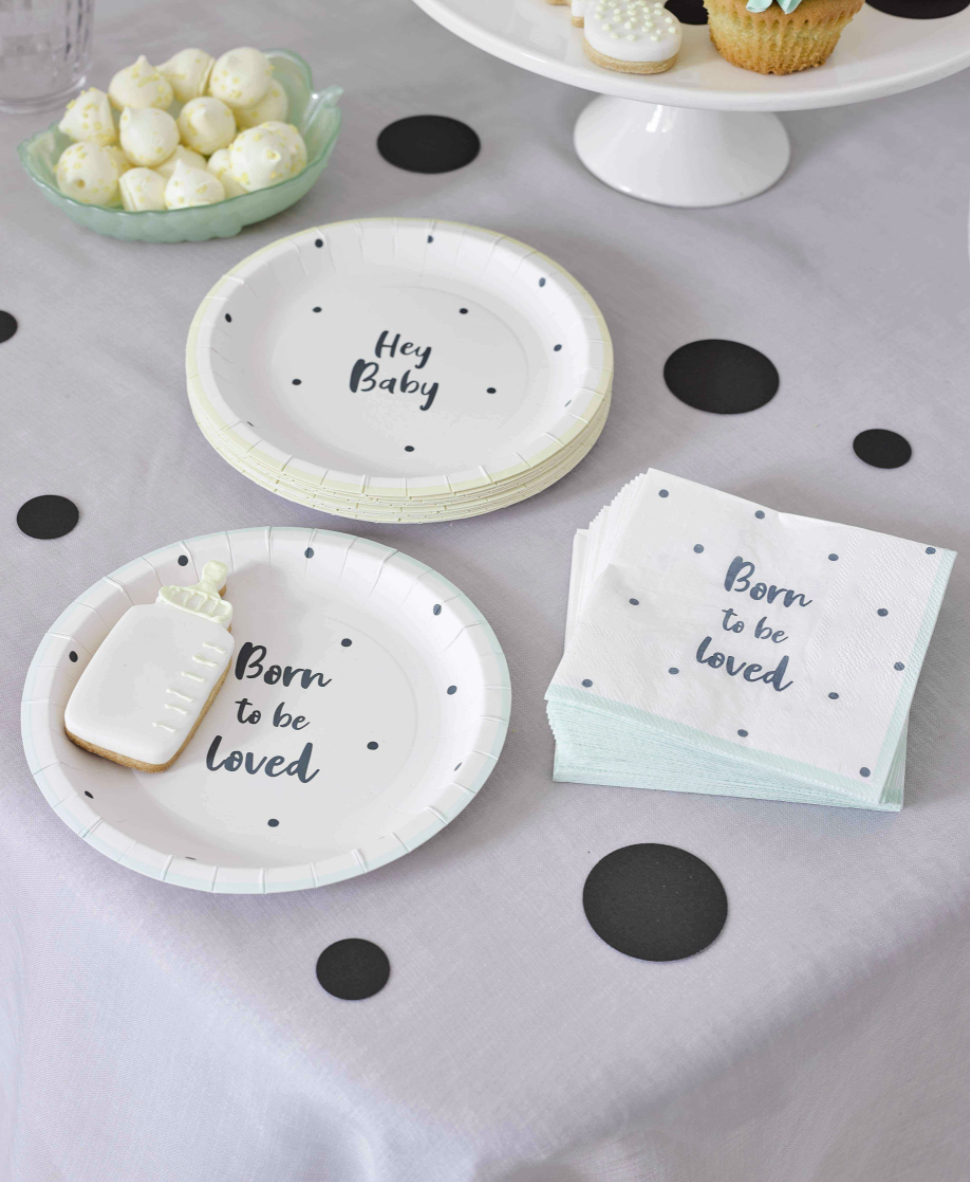 Born To Be Loved Neutral Baby Shower Paper Plates - 12pk