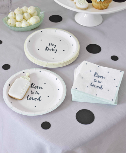 Born To Be Loved Neutral Baby Shower Paper Plates - 12pk