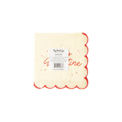 Be My Valentine Scalloped Cocktail Napkins - 24pk