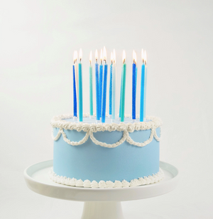Tall Blue Gradient Glitter Birthday Candle Set - 16 pack