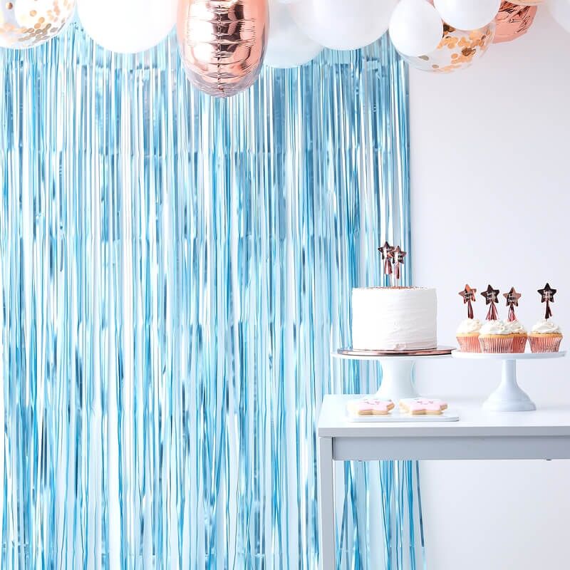 Matte Blue Fringe Curtain Party Backdrop